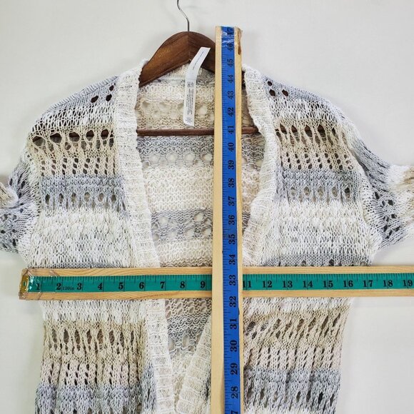 Aeropostale Womens Striped Open Knit Duster Cardigan Size S Fringe Bohemian Boho - Picture 9 of 10
